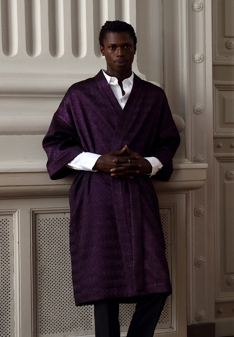 ASTORIA KIMONO WRAP JACKET - Purple wave