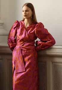 BLAKE WRAP DRESS - Pink orange florals