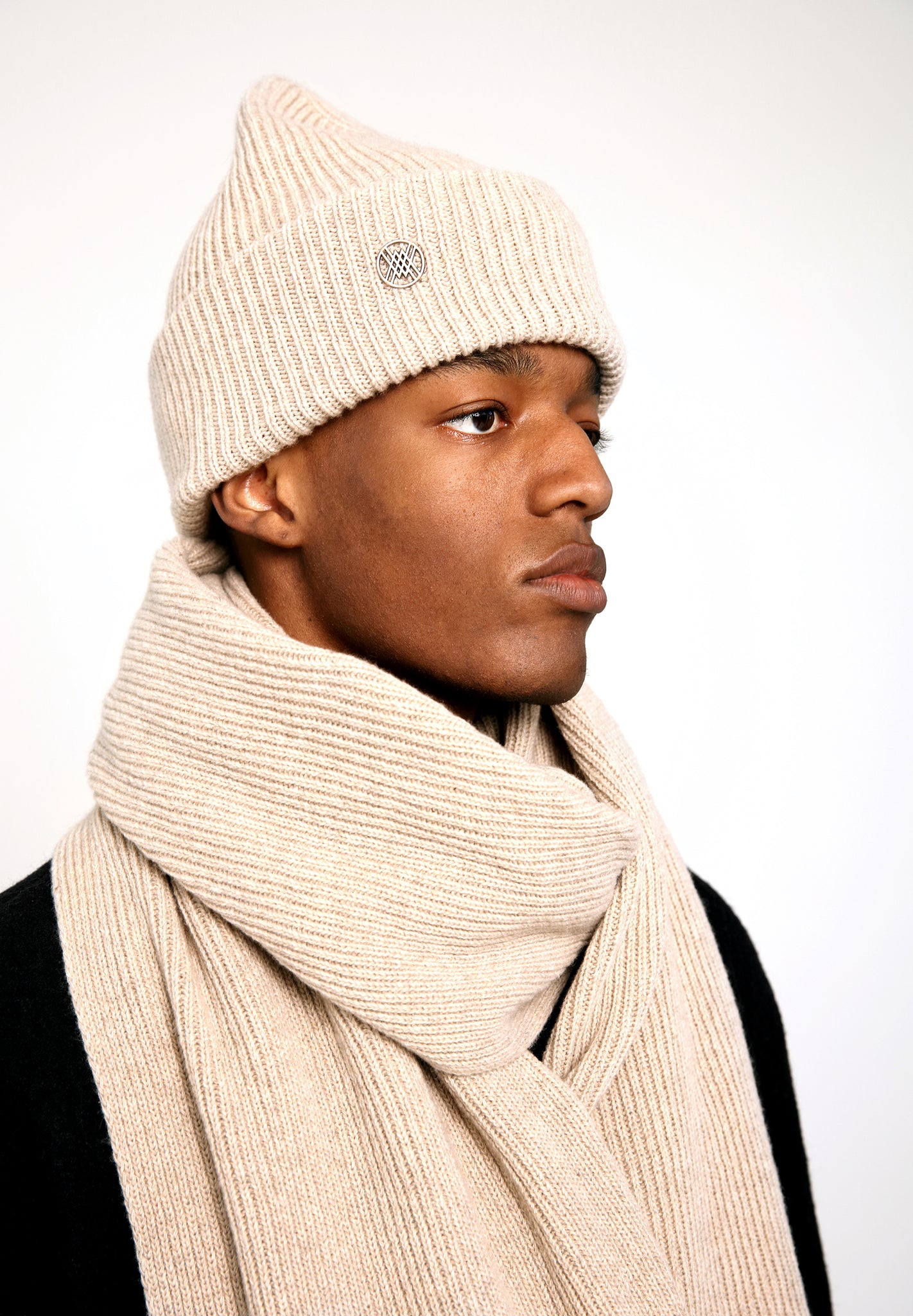 ARGADIA CASHMERE RIB SCARF - Sand