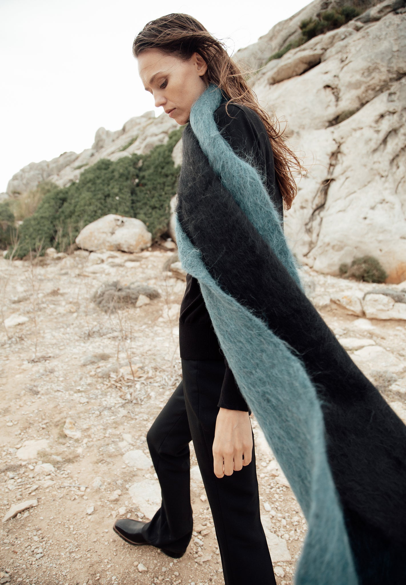 HUDSON COLOUR BLOCK SCARF - Black & blue miracle