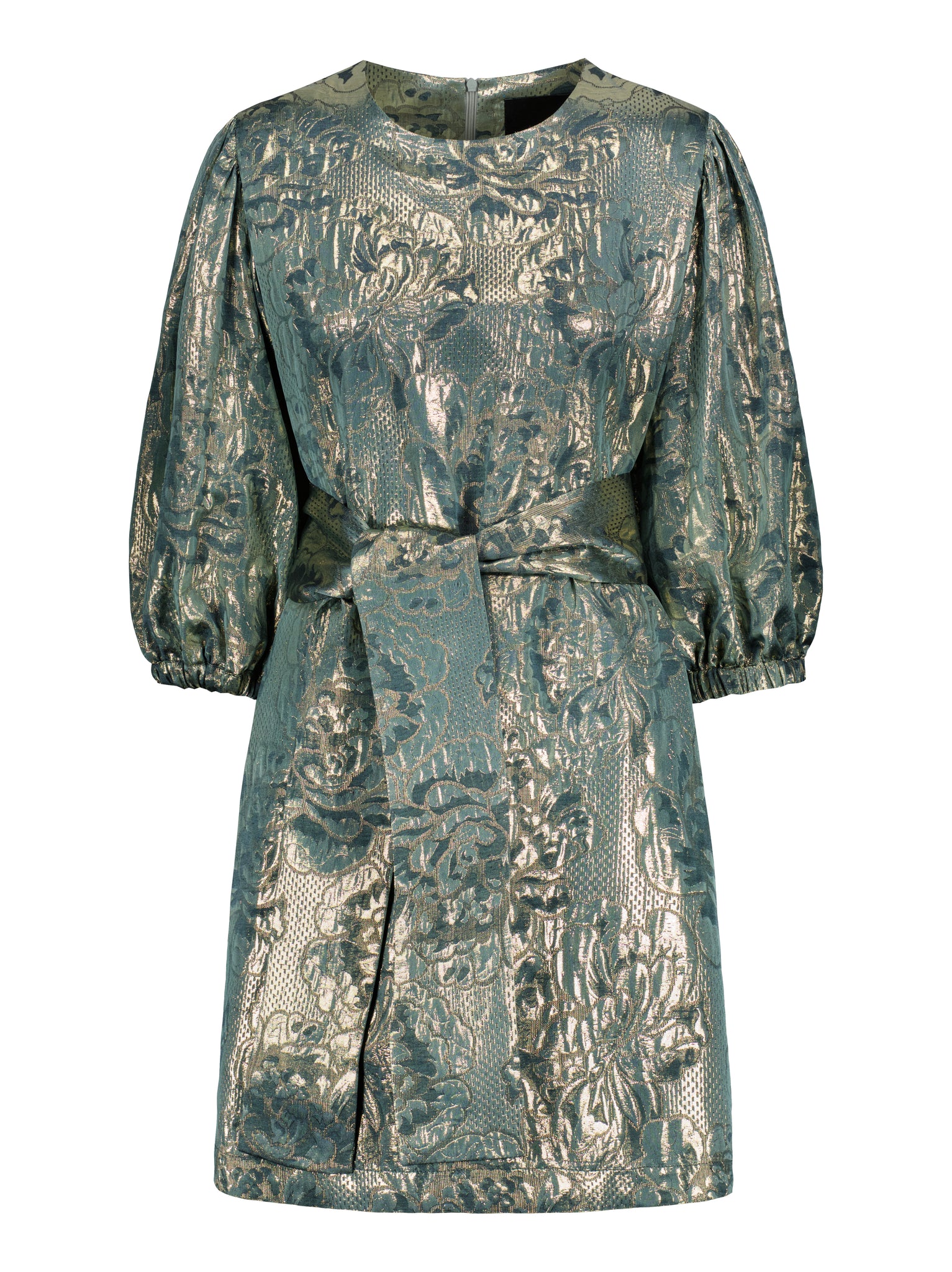 CELYN SHORT DRESS - Metallic green