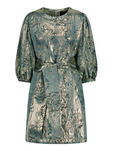 CELYN SHORT DRESS - Metallic green