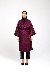 ASTORIA KIMONO WRAP JACKET -  Red lilac florals