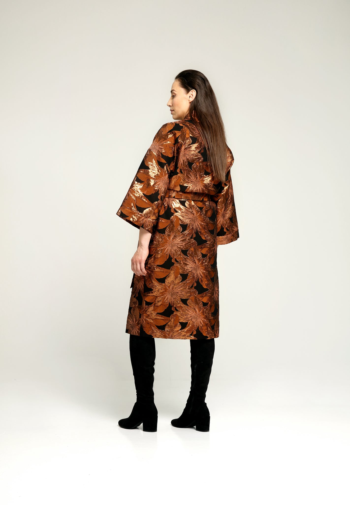 ASTORIA KIMONO WRAP JACKET -  Black copper florals - Rentals
