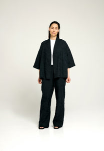 CYRUS SHORT BOXY JACKET -  Midnight blue punched cotton