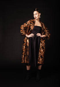 ASTORIA KIMONO WRAP JACKET -  Black copper florals - Rentals